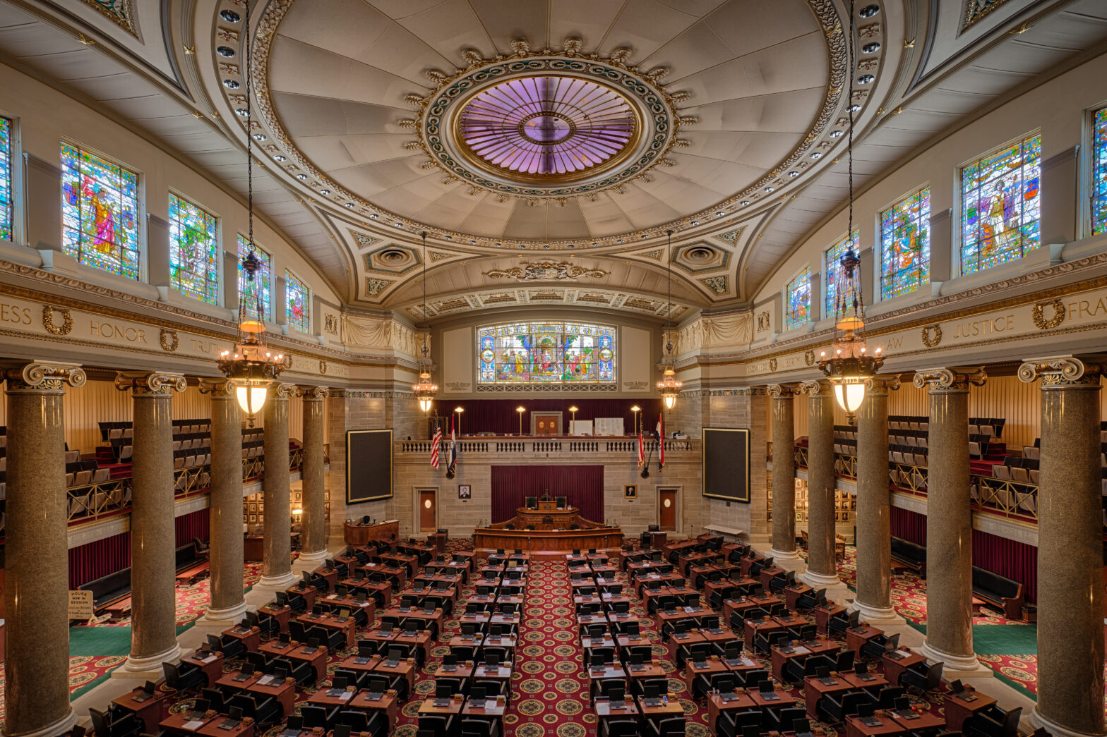 Inside the House chamber at the Missouri Capitol