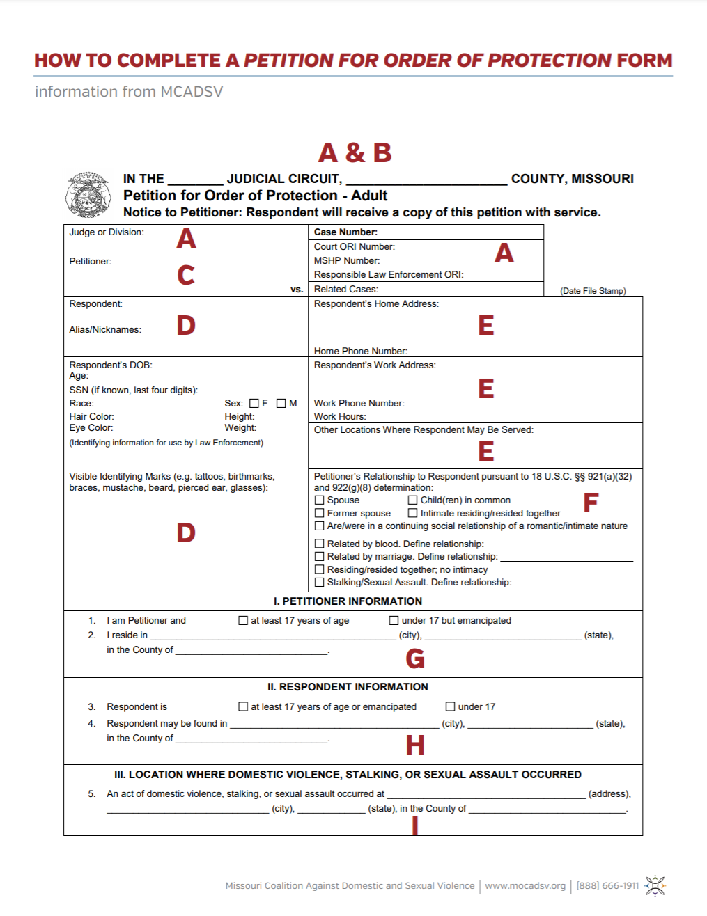 How to Complete a Petition for Order of Protection Form