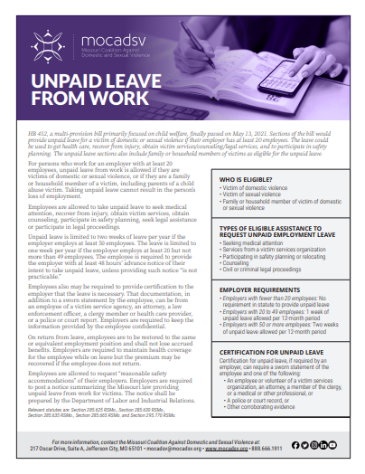 VESSA Unpaid Leave One-Pager