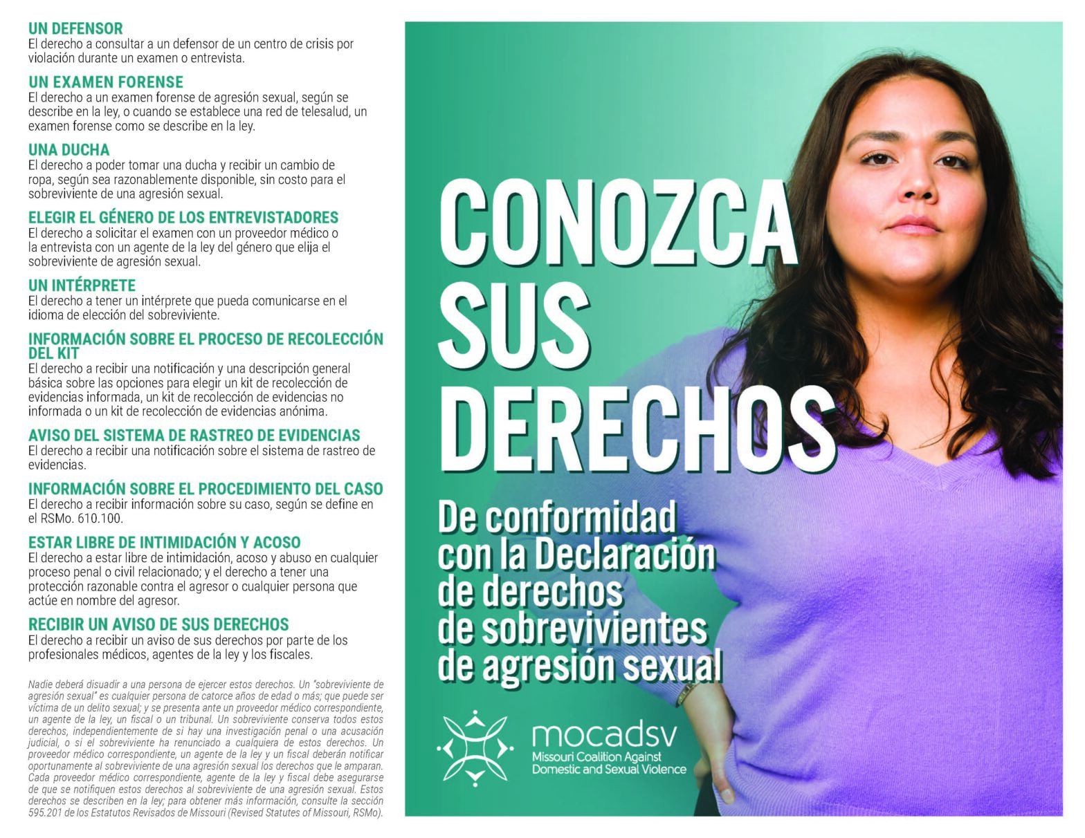 Sexual Assault Know your Rights poster in spanish
